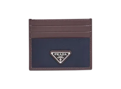 PRADA Nylon Leather Cardholder "Blue"