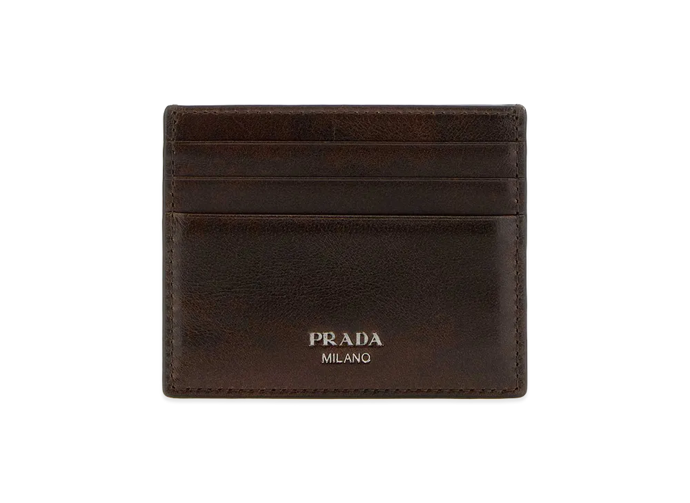 PRADA Leather Card Holder "Chocolate Brown"