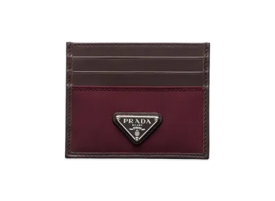 PRADA Speed Lock Re-Nylon Leather Card Case "Burgundy"