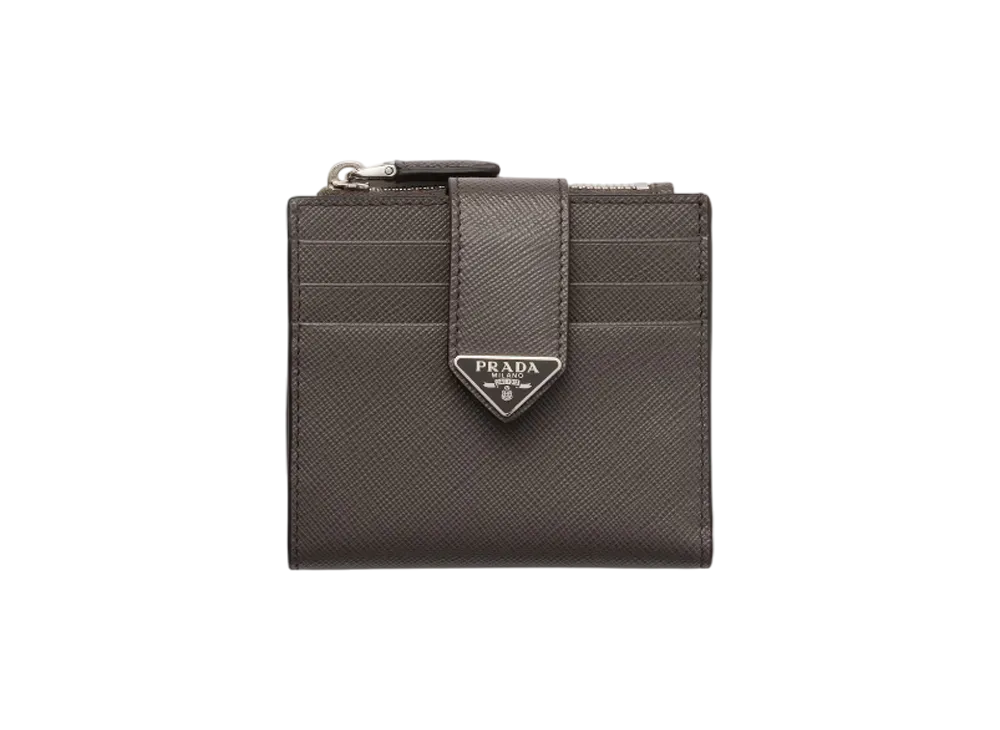 PRADA Saffiano Tab Card Case "Gray"