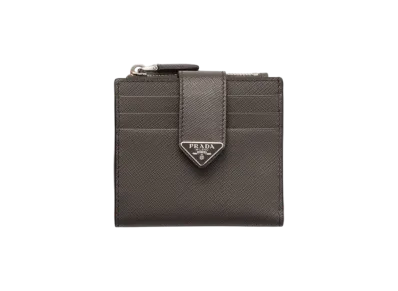 PRADA Saffiano Tab Card Case "Gray"