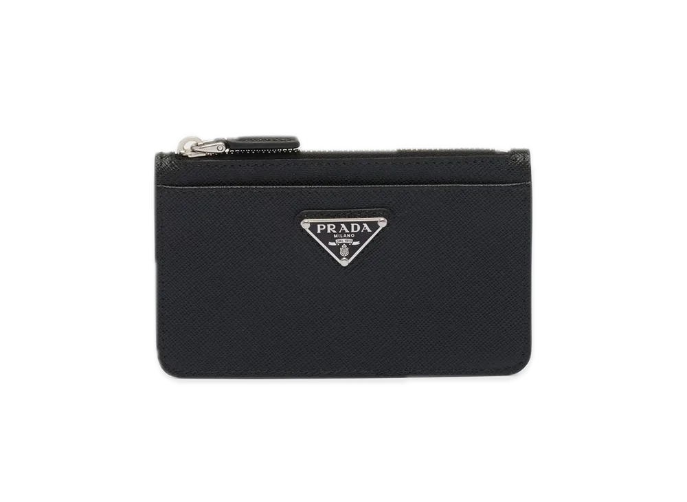 PRADA Saffiano Triangle Card Case "Black"