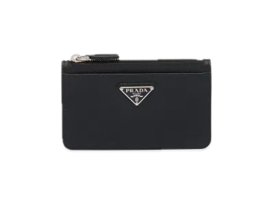 PRADA Saffiano Triangle Card Case "Black"
