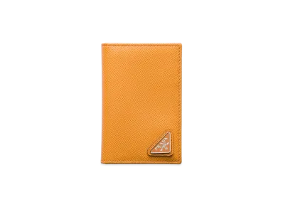 PRADA Saffiano Triangle Card Holder "Amber"
