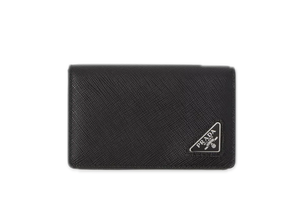 PRADA Saffiano Triangle Card Case "Black"