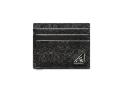 PRADA Saffiano Triangle Card Case "Black"