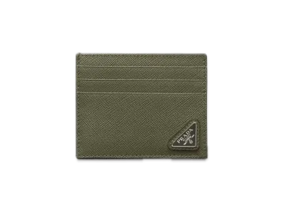 PRADA Saffiano Triangle Card Case "Green"