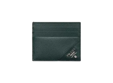 PRADA Saffiano Leather Card Holder "Dark Green"