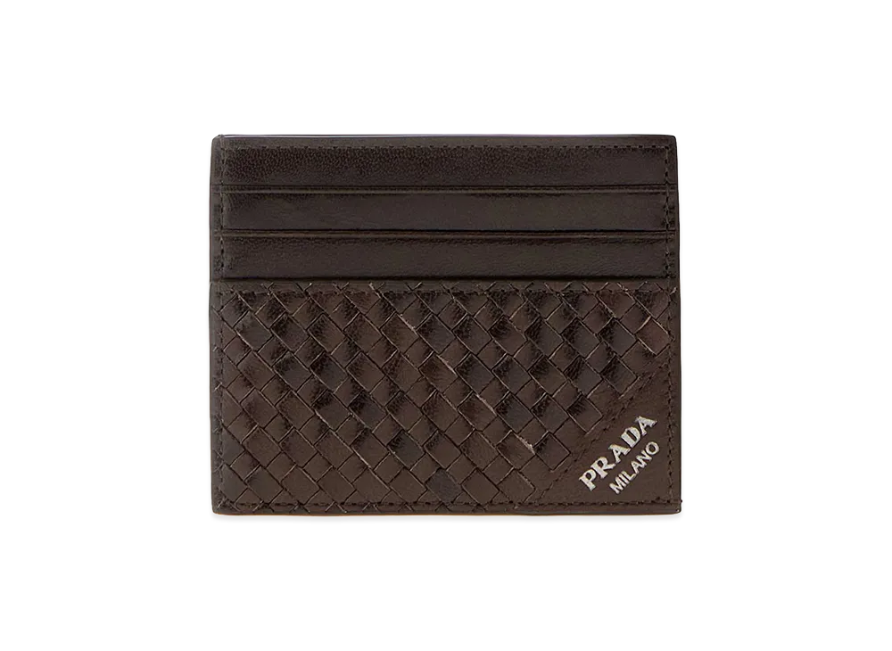 PRADA Leather Card Holder "Dark Brown"