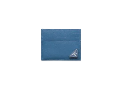 PRADA Saffiano Leather Card Holder "Blue"