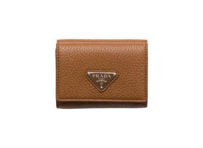 PRADA Vitello Daino Leather Wallet "Cognac"