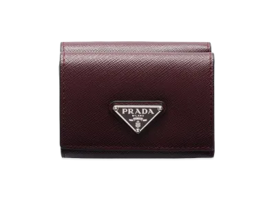 PRADA Saffiano Triangle Wallet "Burgundy"