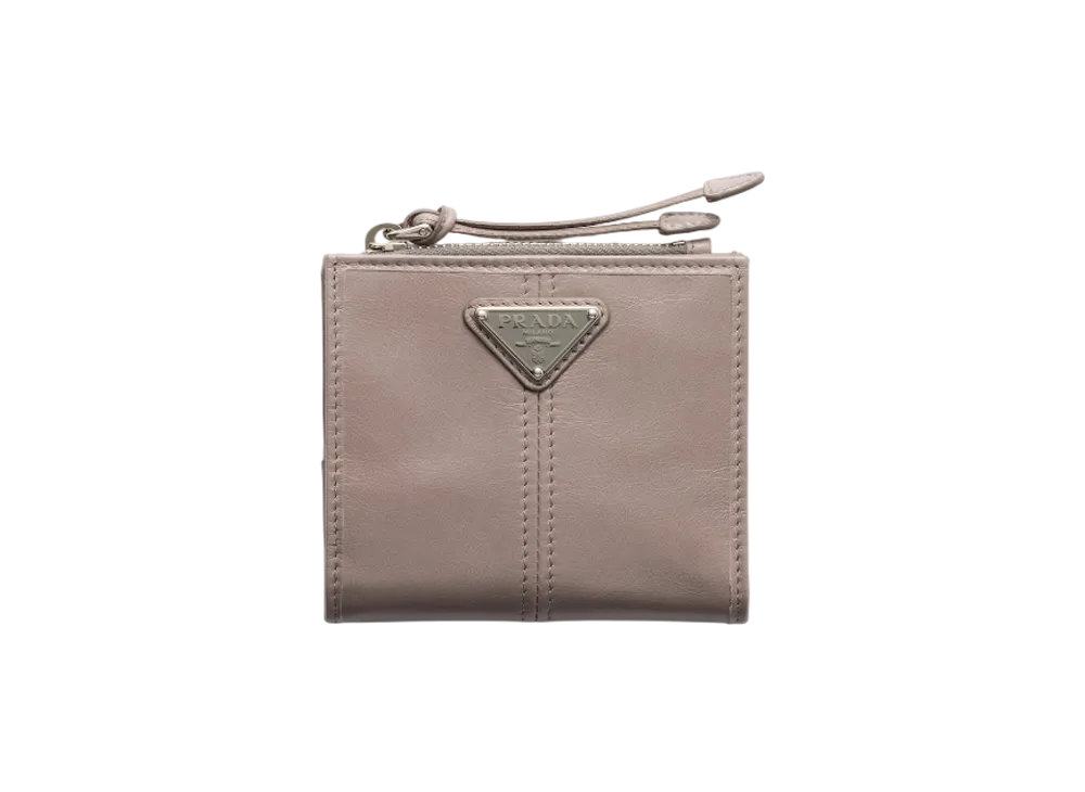 PRADA Soft Lux Leather Wallet "Gray"