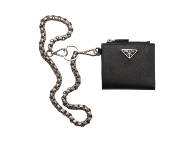 PRADA Saffiano Leather Wallet with Chain "Black"