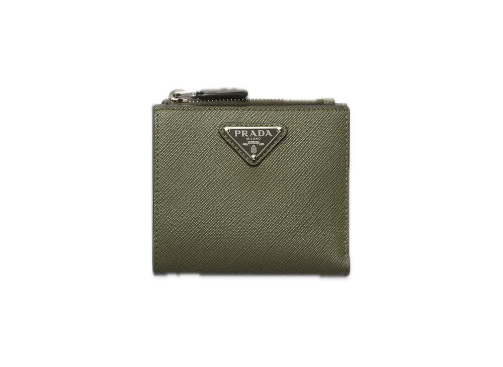 PRADA Saffiano Triangle Wallet "Green"