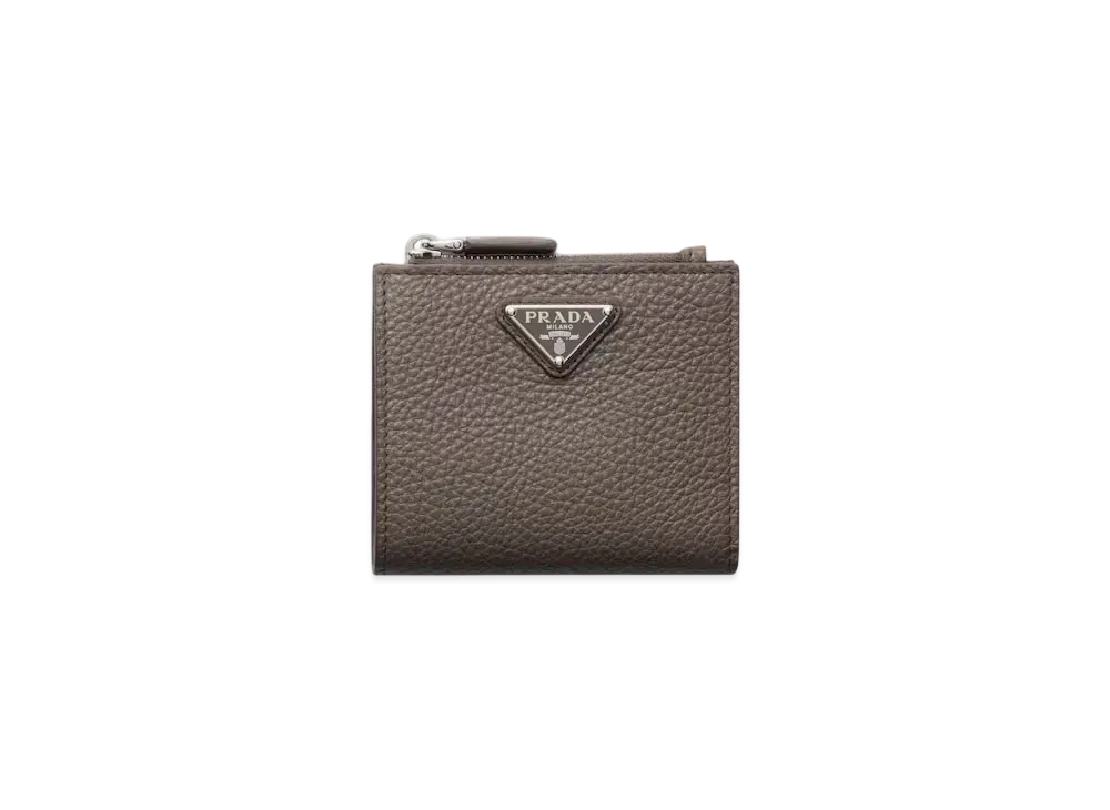 PRADA Small Leather Wallet "Gray Brown"