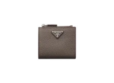 PRADA Small Leather Wallet "Gray Brown"