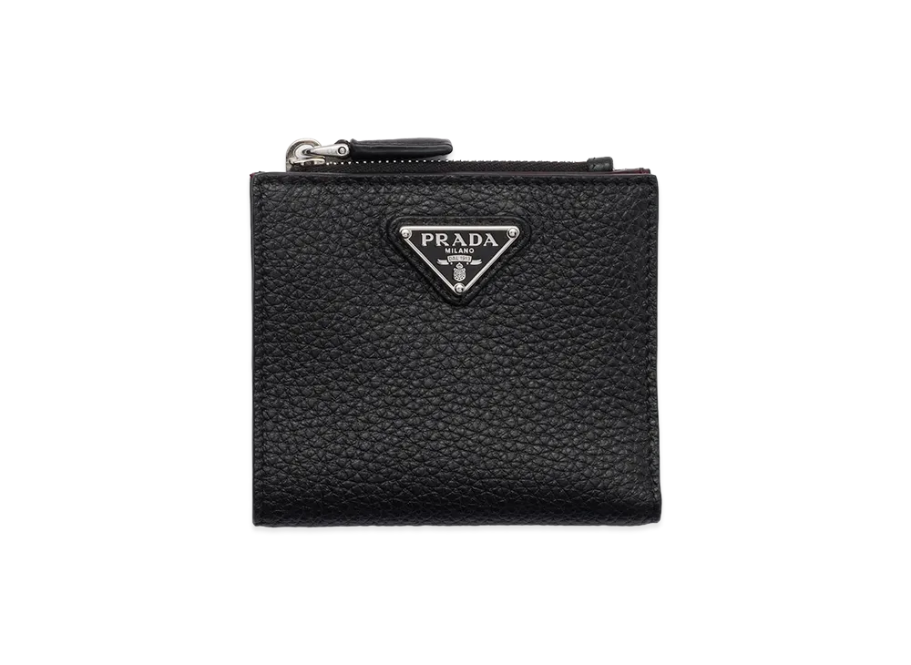 PRADA Vitello Daino Leather Wallet "Black/Loden Green"