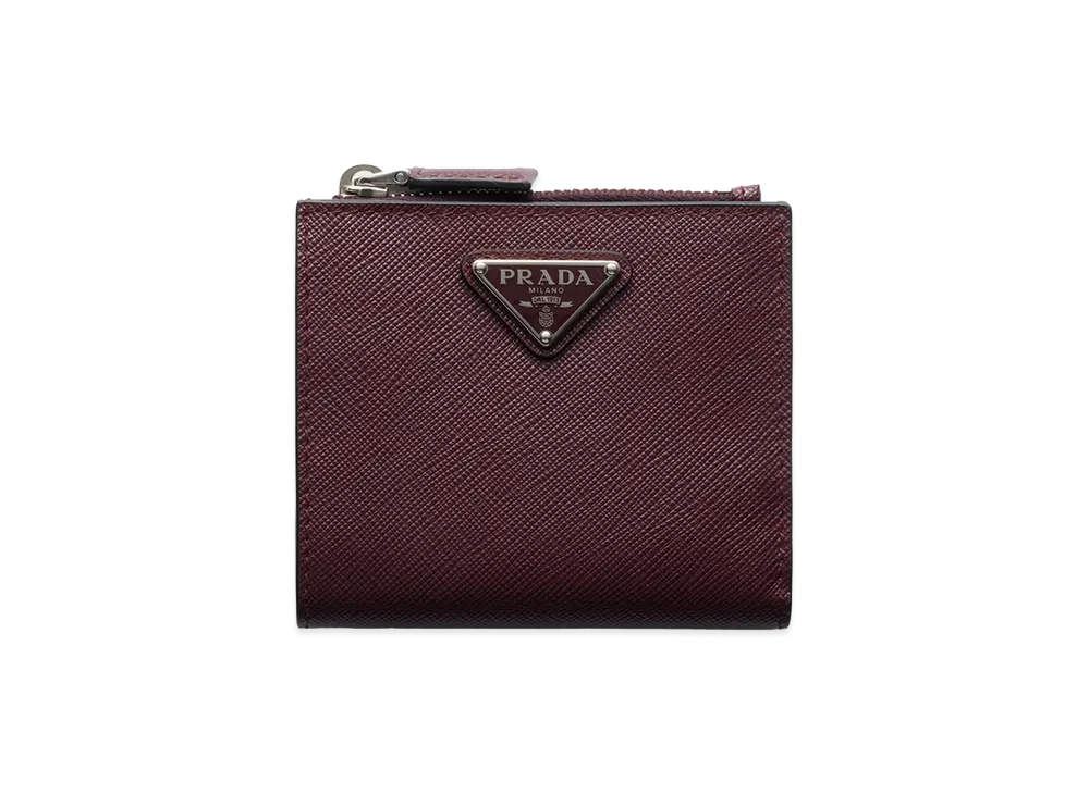 PRADA Saffiano Triangle Wallet "Burgundy"