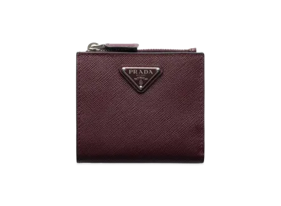 PRADA Saffiano Triangle Wallet "Burgundy"