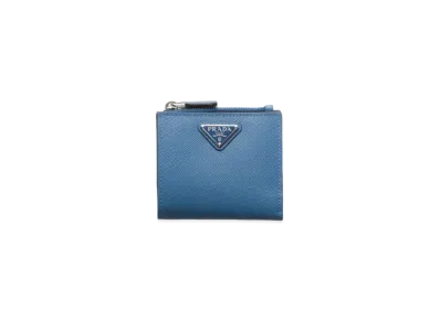 PRADA Small Saffiano Leather Wallet "Blue"
