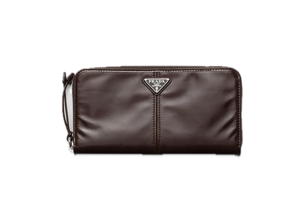PRADA Soft Lux Leather Wallet "Dark Brown"
