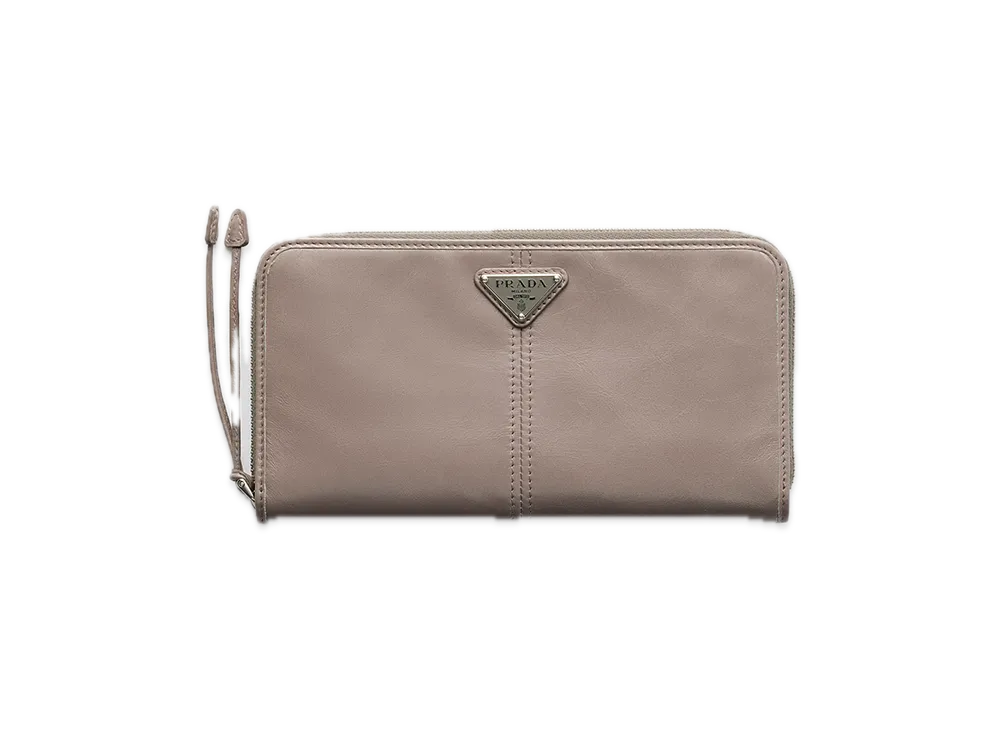 PRADA Soft Lux Leather Wallet "Gray"