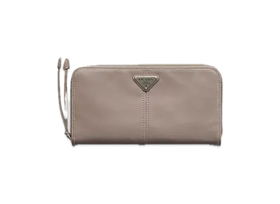 PRADA Soft Lux Leather Wallet "Gray"