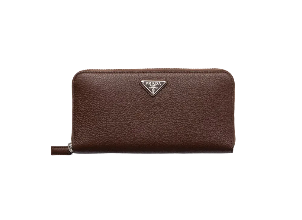 PRADA Vitello Daino Leather Wallet "Brown"