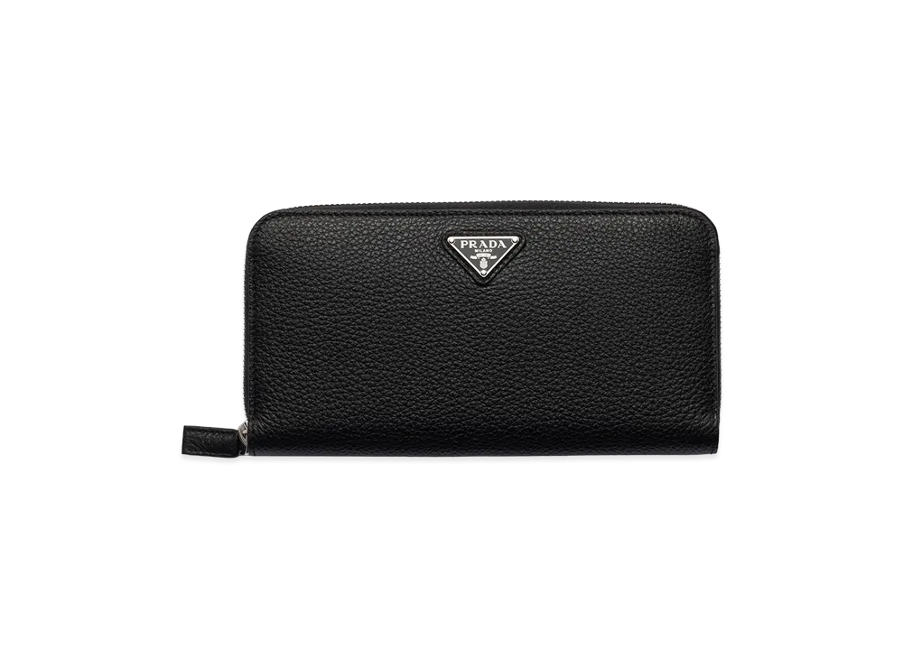 PRADA Vitello Daino Leather Wallet "Black/Loden Green"