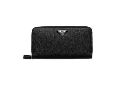 PRADA Vitello Daino Leather Wallet "Black/Loden Green"