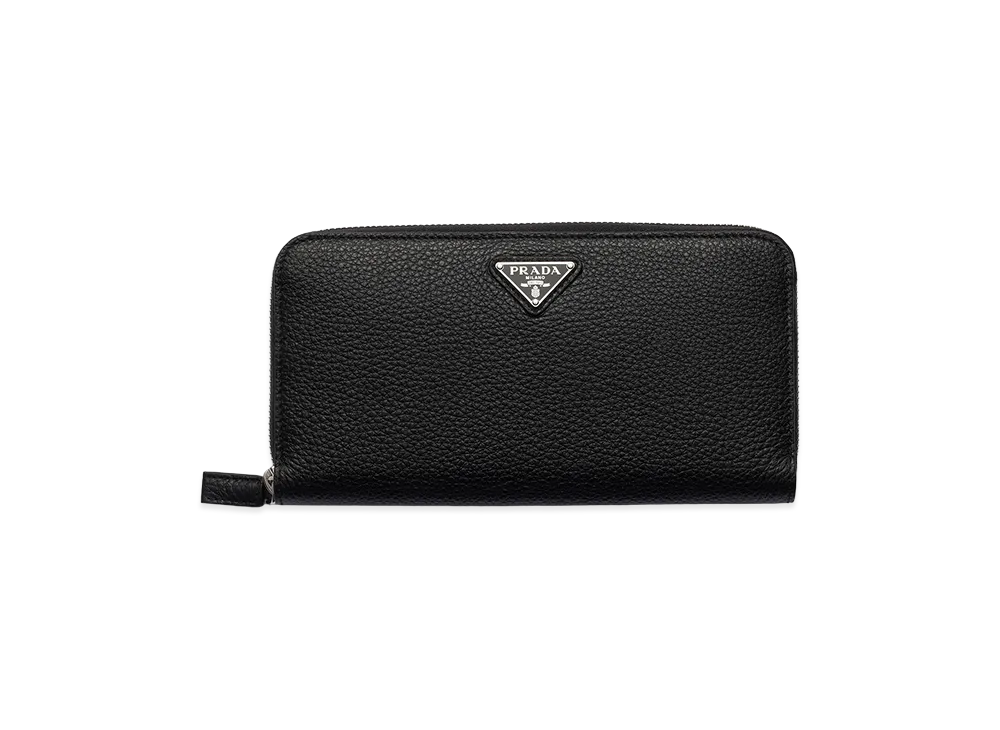PRADA Vitello Daino Leather Wallet "Black/Burgundy"