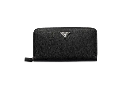 PRADA Vitello Daino Leather Wallet "Black/Burgundy"