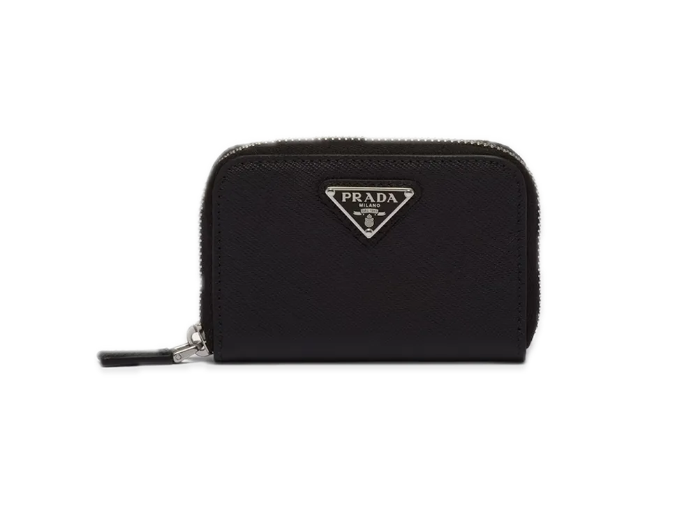 PRADA Saffiano Triangle Coin Case "Black"