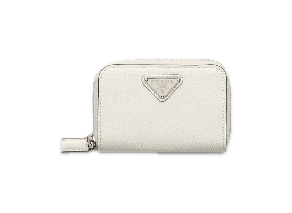 PRADA Saffiano Triangle Coin Case "White"