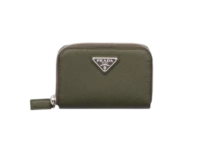 PRADA Saffiano Triangle Coin Case "Green"