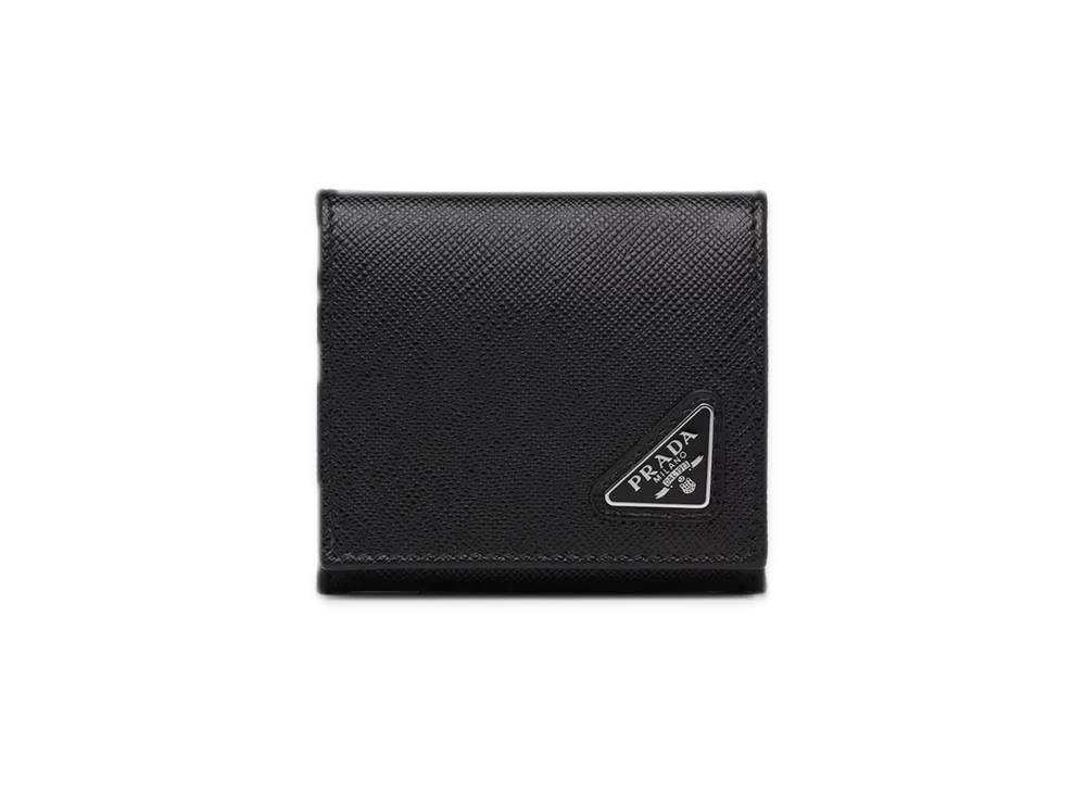 PRADA Saffiano Triangle Coin Case "Black"
