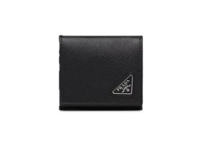 PRADA Saffiano Triangle Coin Case "Black"