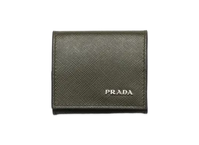 PRADA Saffiano Leather Coin Case "Camouflage/Burgundy"