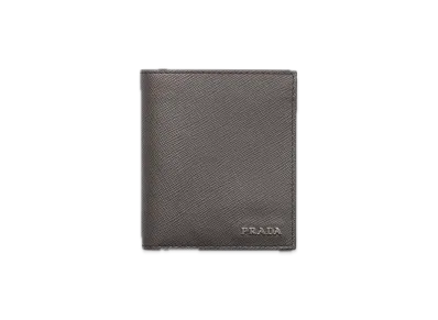 PRADA Saffiano Leather Wallet "Gray/Emerald"