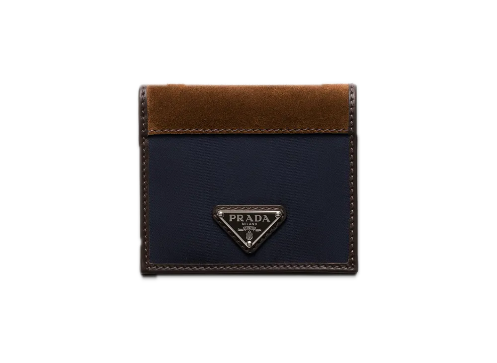 PRADA Re-Nylon x Leather Wallet "Navy/Dark Brown"