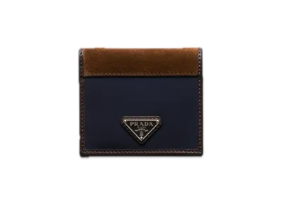 PRADA Re-Nylon x Leather Wallet "Navy/Dark Brown"