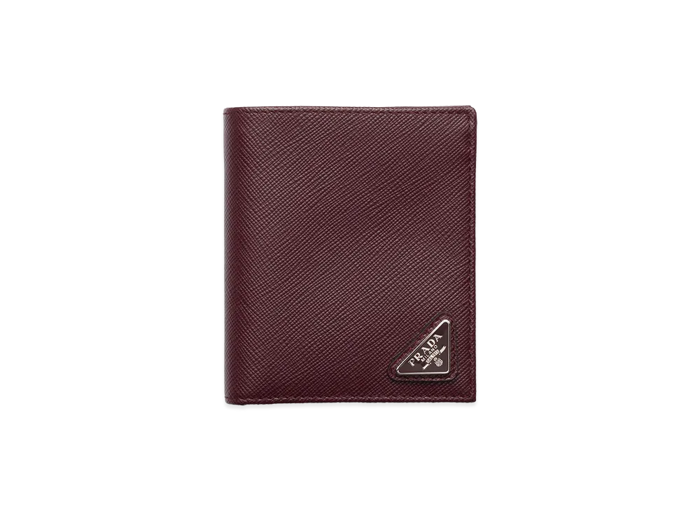PRADA Saffiano Triangle Wallet "Burgundy"