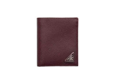 PRADA Saffiano Triangle Wallet "Burgundy"