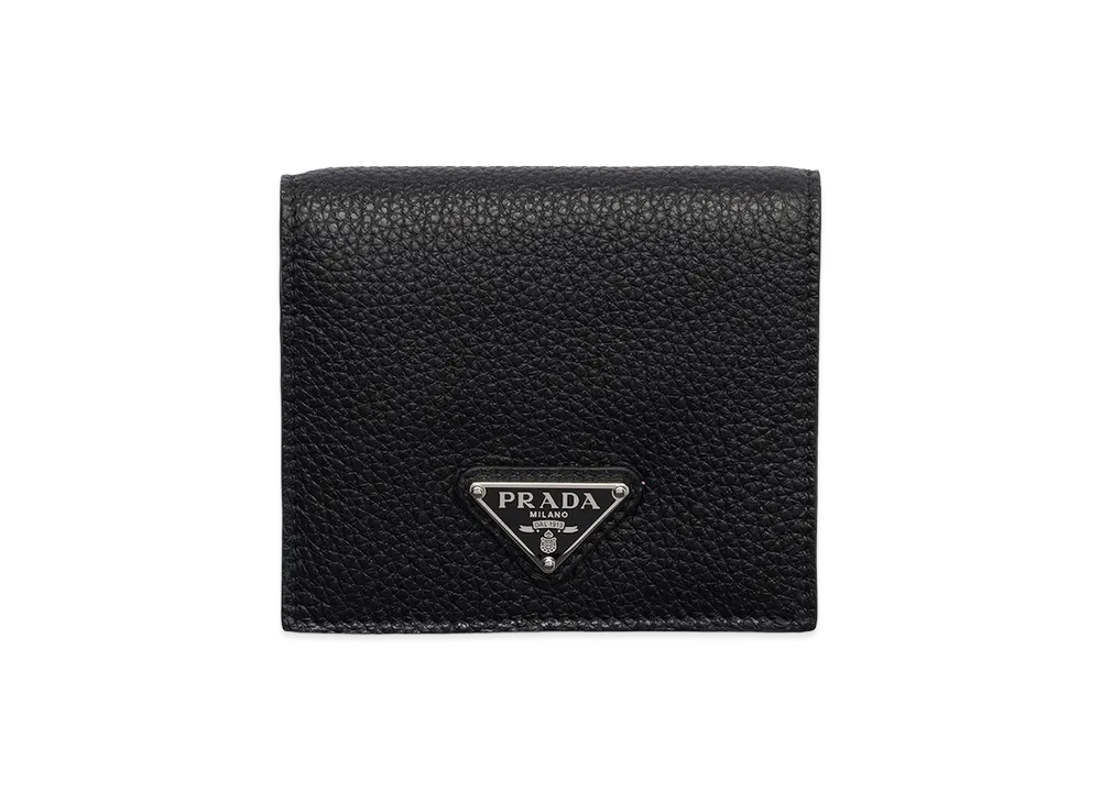 PRADA Leather Wallet "Black/Burgundy"