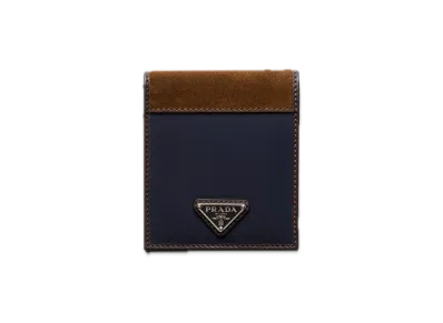 PRADA Re-Nylon x Leather Wallet with Coin Purse "Navy/Dark Brown"