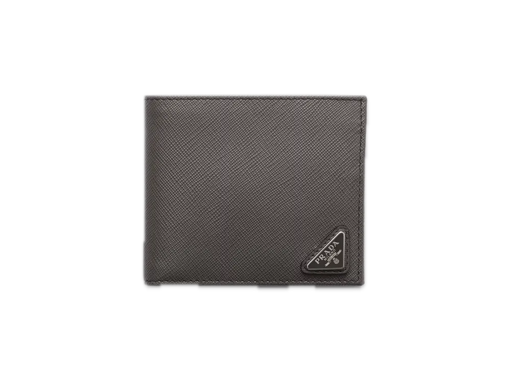PRADA Saffiano Leather Wallet with Coin Purse "Gray"