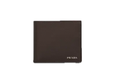 PRADA Saffiano Leather Wallet with Coin Purse "Dark Brown/Navy"