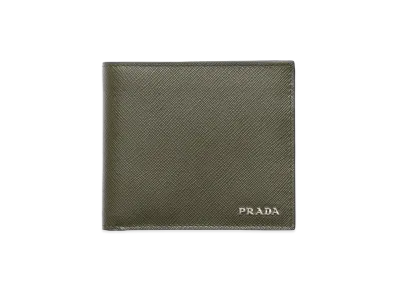 PRADA Saffiano Leather Wallet with Coin Purse "Camouflage/Burgundy"