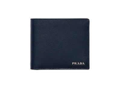 PRADA Saffiano Leather Wallet with Coin Purse "Baltic Blue/Marble Grey"